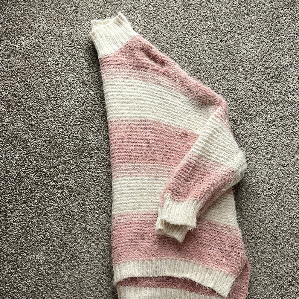 Altar'd State Pink and Cream Striped Sweater